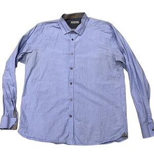 Ted Baker London Men’s Blue Textured Long Sleeve Dress Shirt